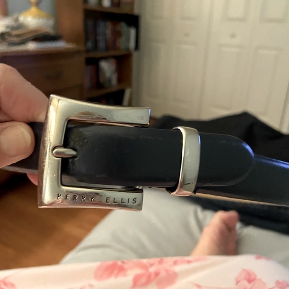 Perry Ellis Black Belt with Silver Accents - Picture 1 of 10